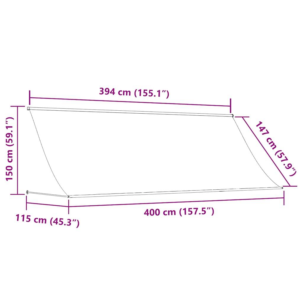 vidaXL Einziehbare Markise 400×150 cm Creme