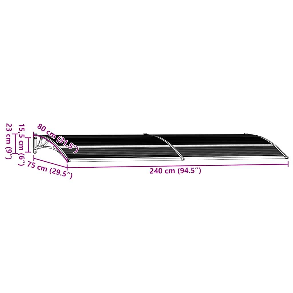vidaXL Vordach Schwarz 240x75 cm PC
