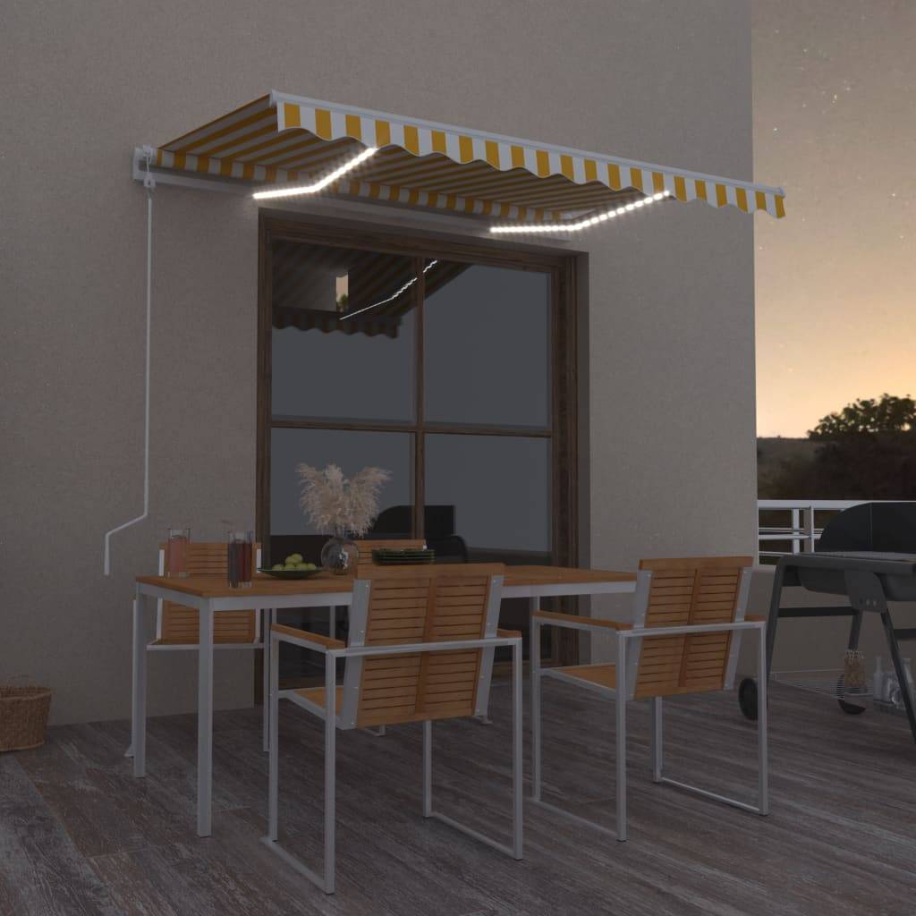 vidaXL Automatische Markise mit LED & Windsensor 300x250 cm Gelb/Weiß