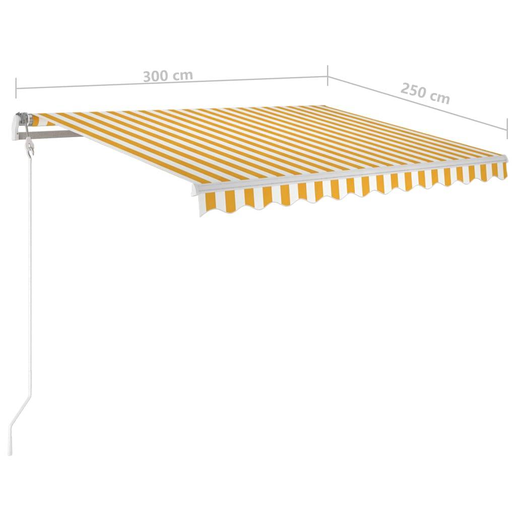 vidaXL Automatische Markise mit LED & Windsensor 300x250 cm Gelb/Weiß