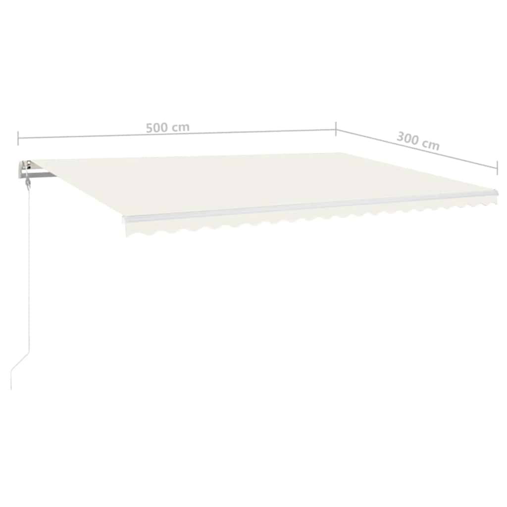 vidaXL Automatische Markise mit LED Windsensor 500x300 cm Creme