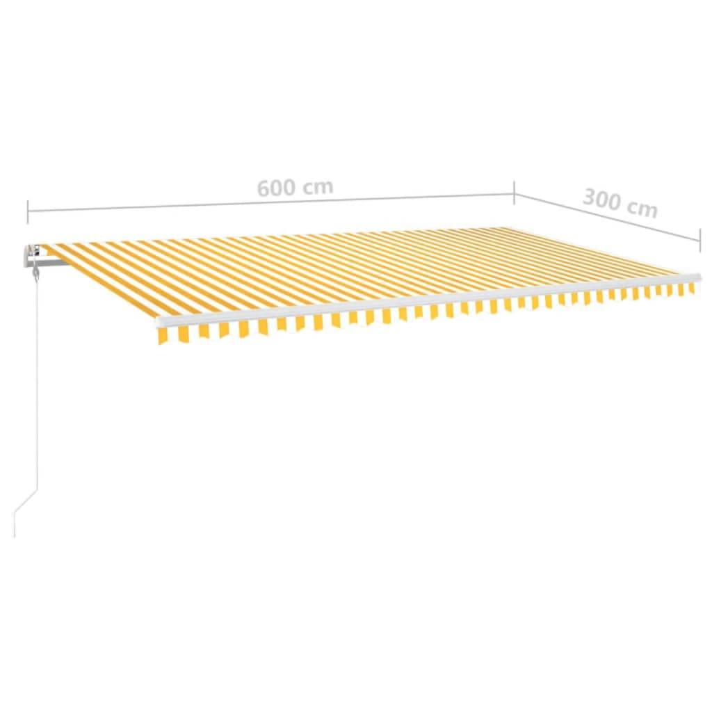 vidaXL Automatische Markise mit LED & Windsensor 600x300 cm Gelb/Weiß