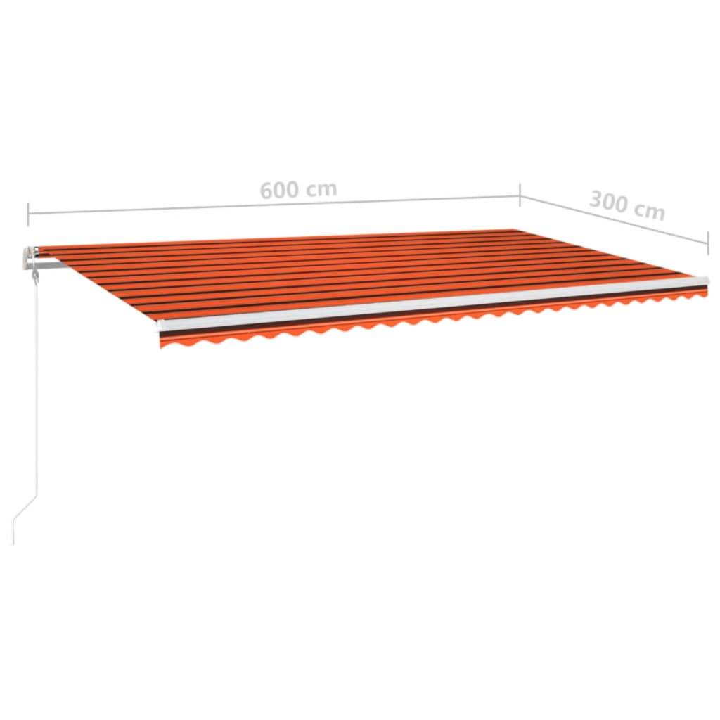 vidaXL Automatische Markise mit LED & Windsensor 600x300 Orange/Braun