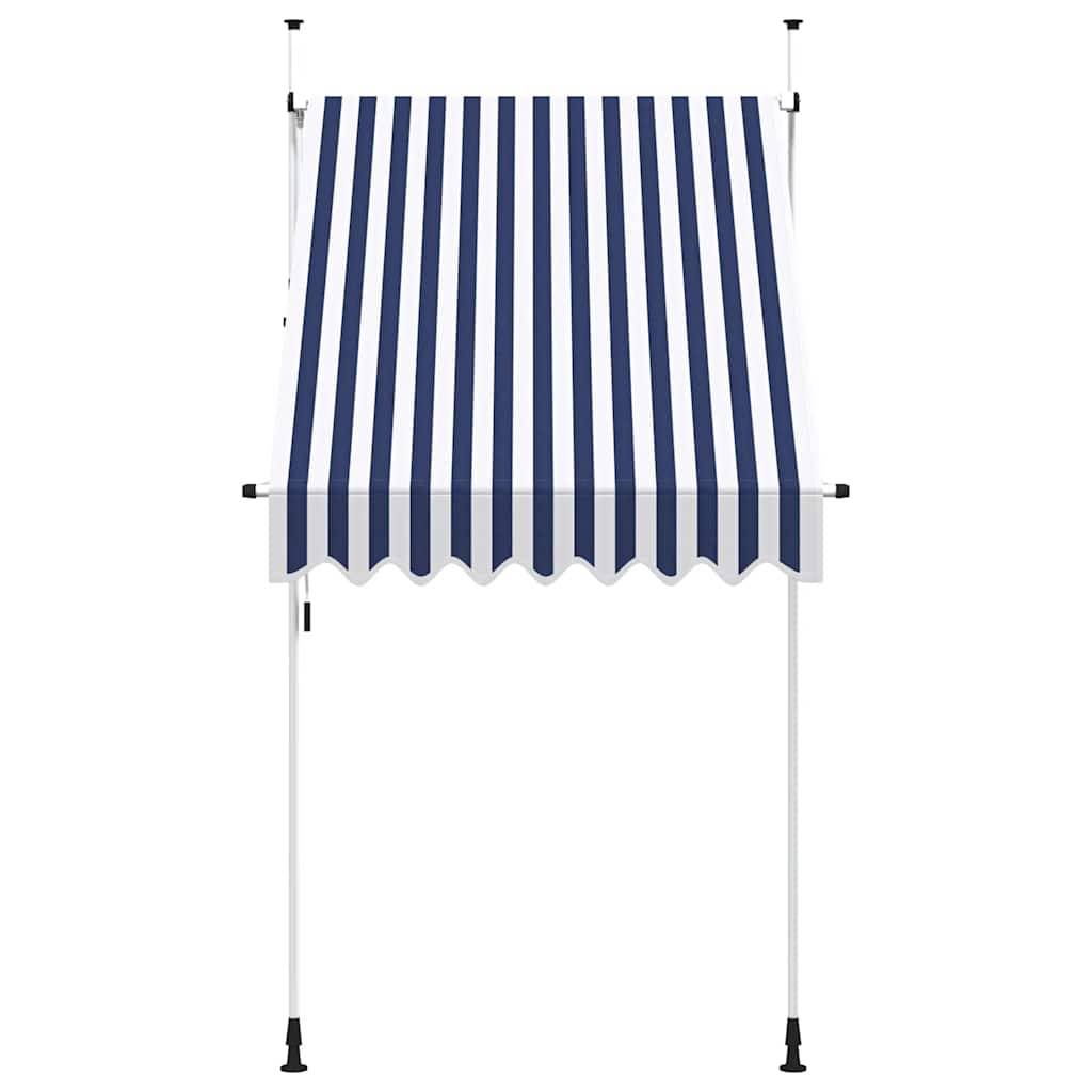 vidaXL Einziehbare Markise Handbetrieben 150 cm Blau/Weiß Gestreift