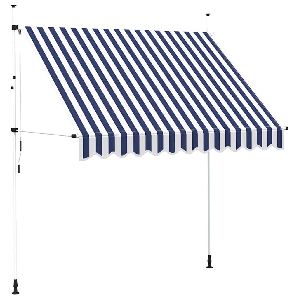 vidaXL Einziehbare Markise Handbetrieben 250 cm Blau/Weiß Gestreift