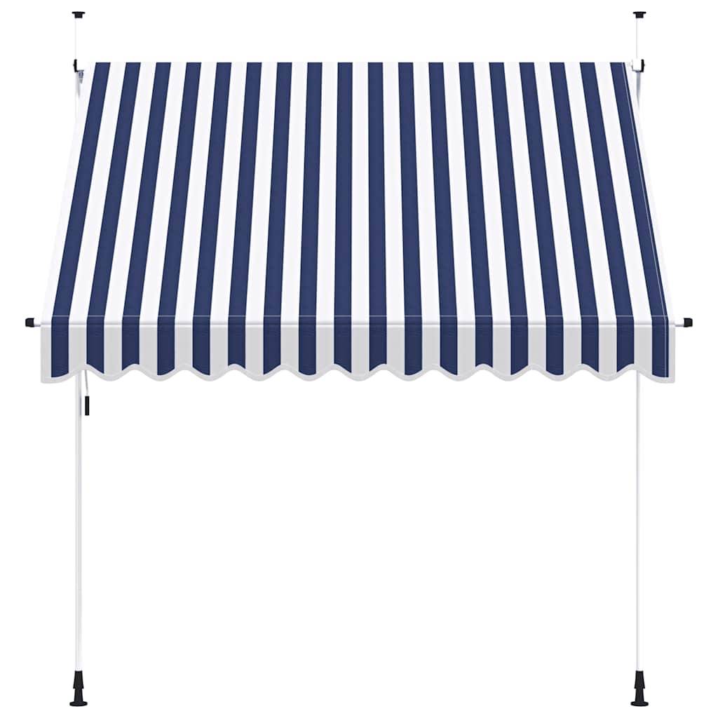 vidaXL Einziehbare Markise Handbetrieben 250 cm Blau/Weiß Gestreift