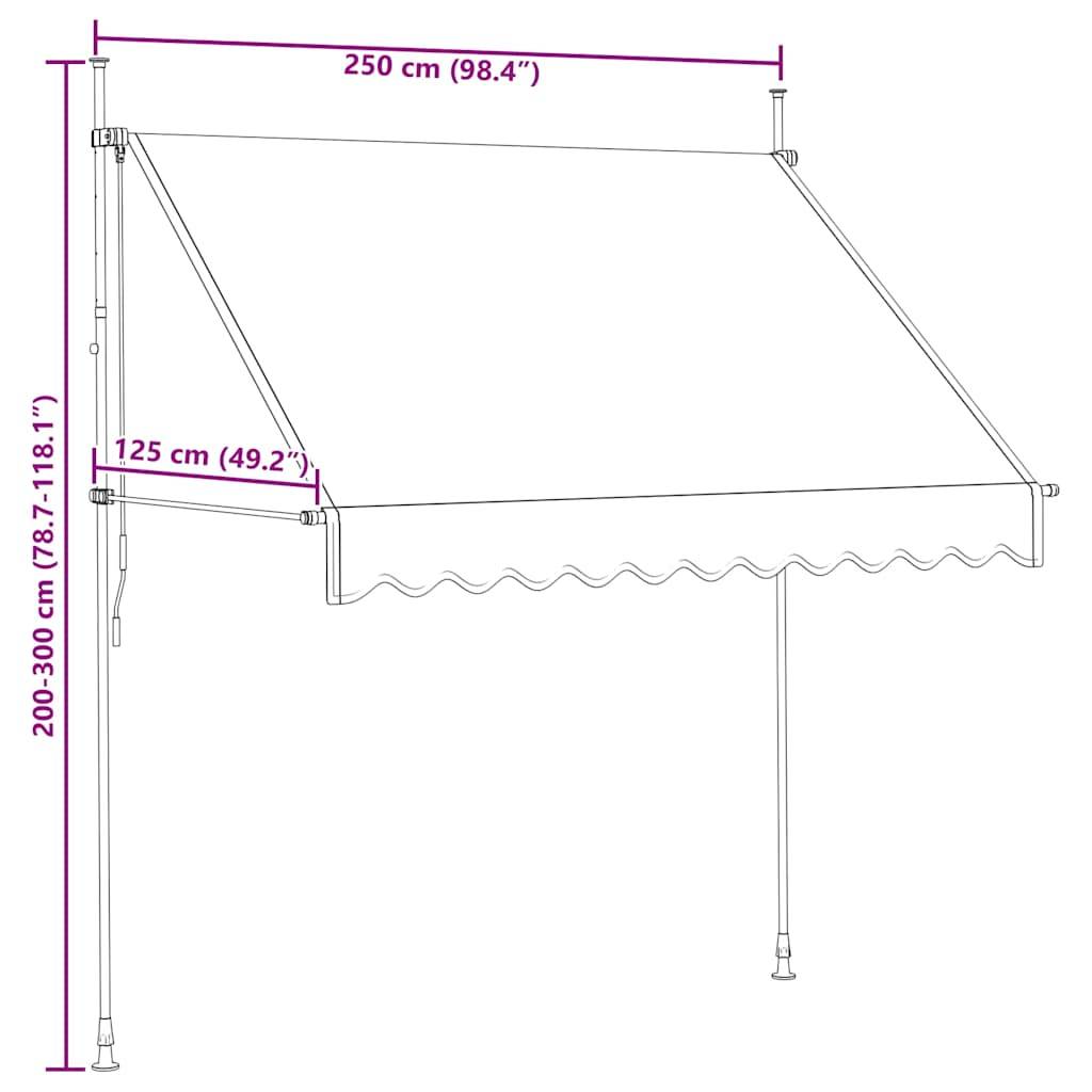vidaXL Einziehbare Markise Handbetrieben 250 cm Blau/Weiß Gestreift