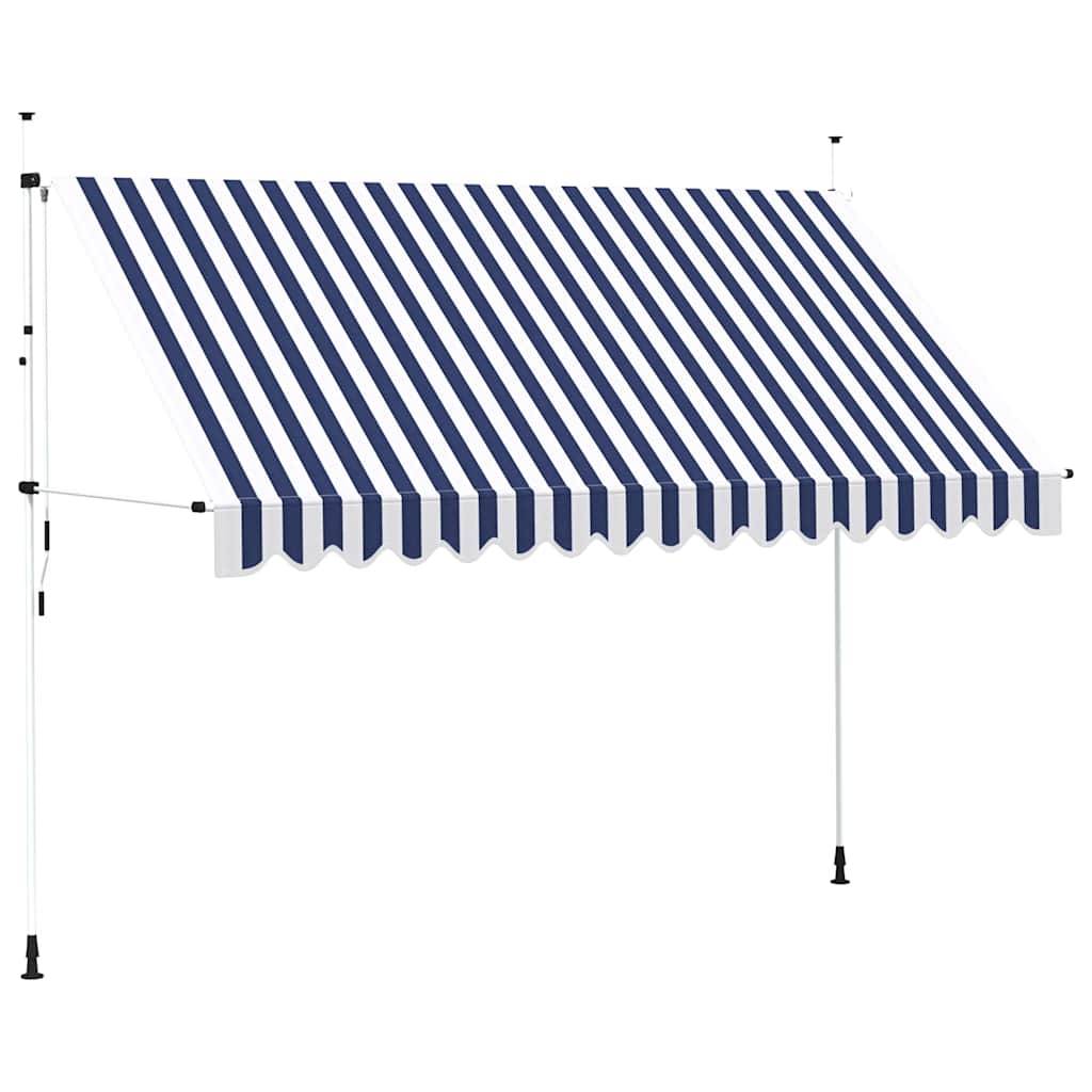 vidaXL Einziehbare Markise Handbetrieben 350 cm Blau/Weiß Gestreift