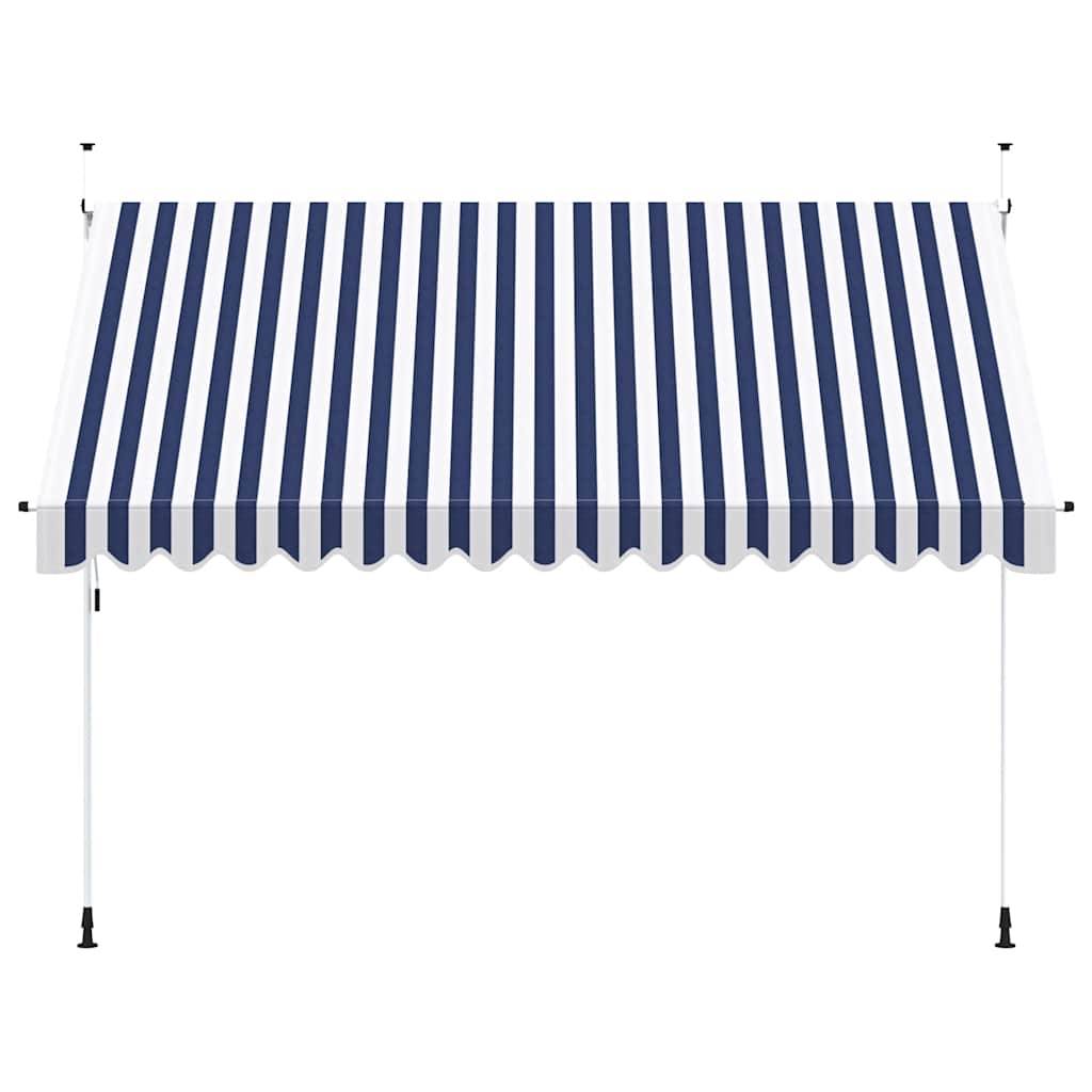 vidaXL Einziehbare Markise Handbetrieben 350 cm Blau/Weiß Gestreift