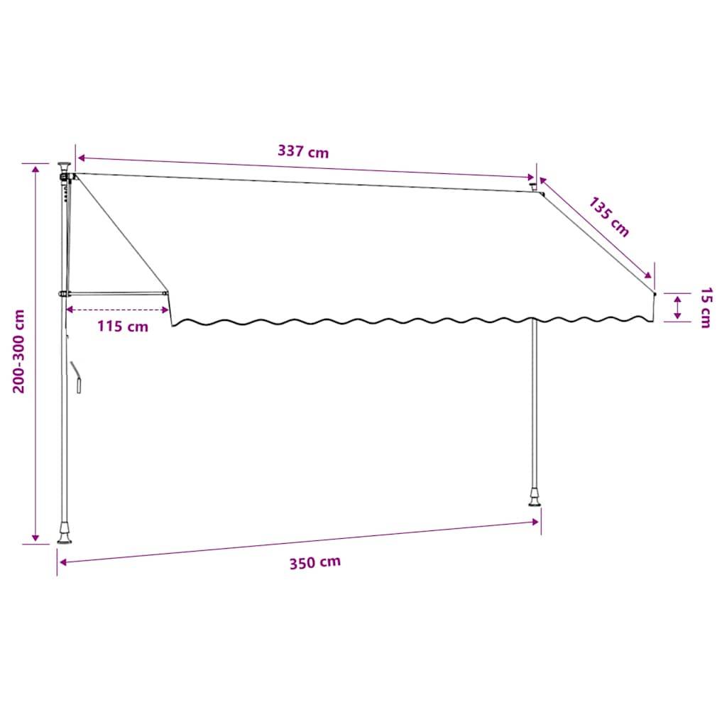 vidaXL Einziehbare Markise Handbetrieben 350 cm Orange/Weiß Gestreift