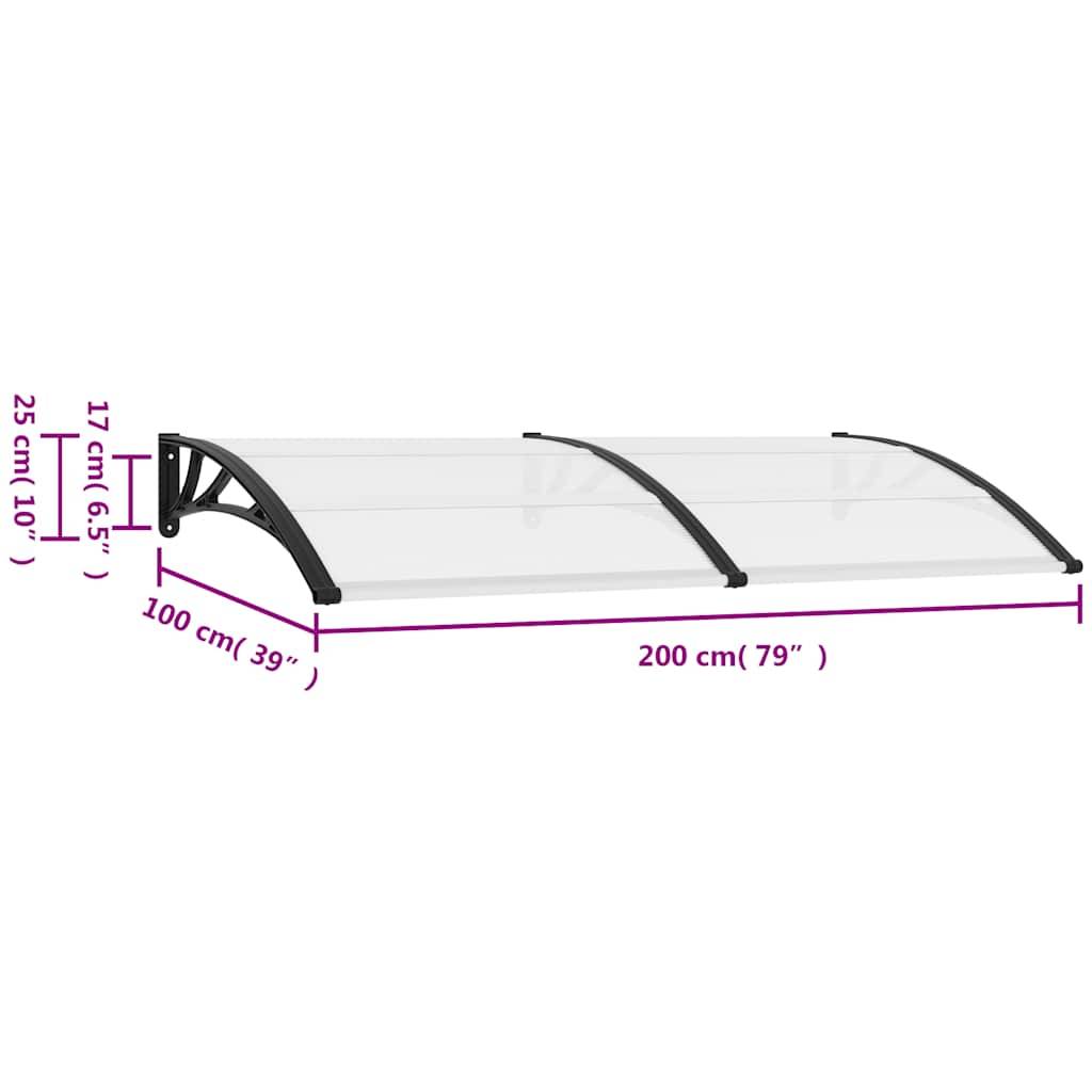 vidaXL Türvordach Schwarz 200×100 cm PC