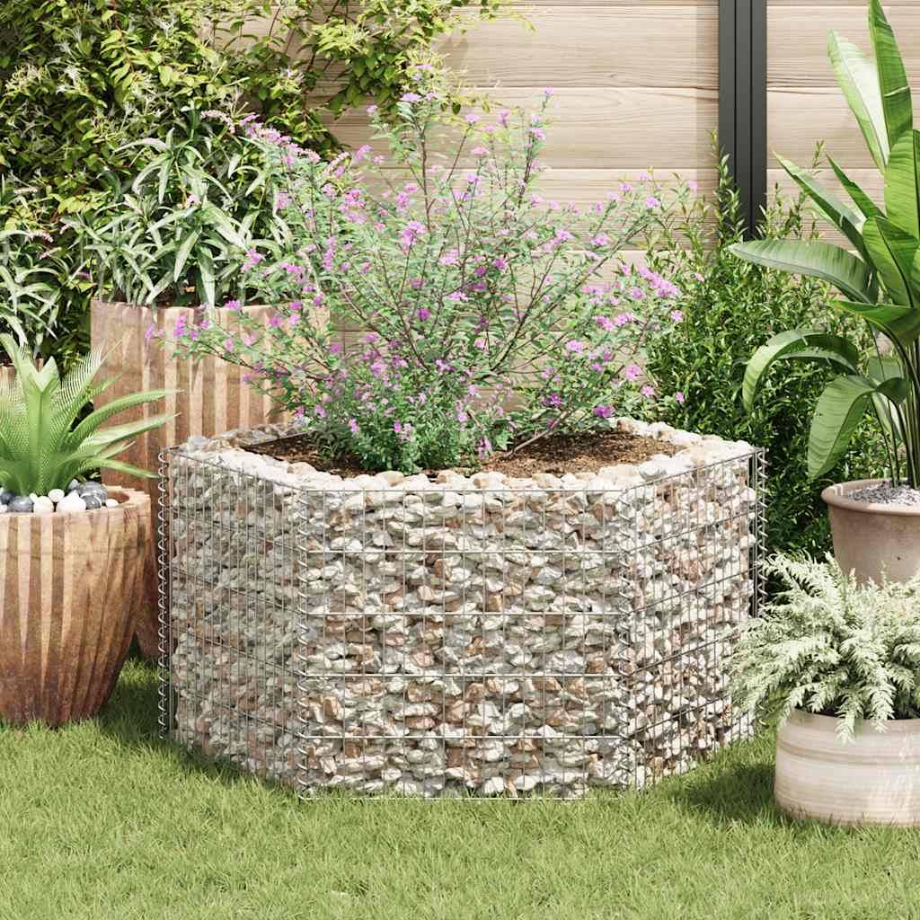 vidaXL Sechseckiges Gabionen-Hochbeet 100×90×50 cm