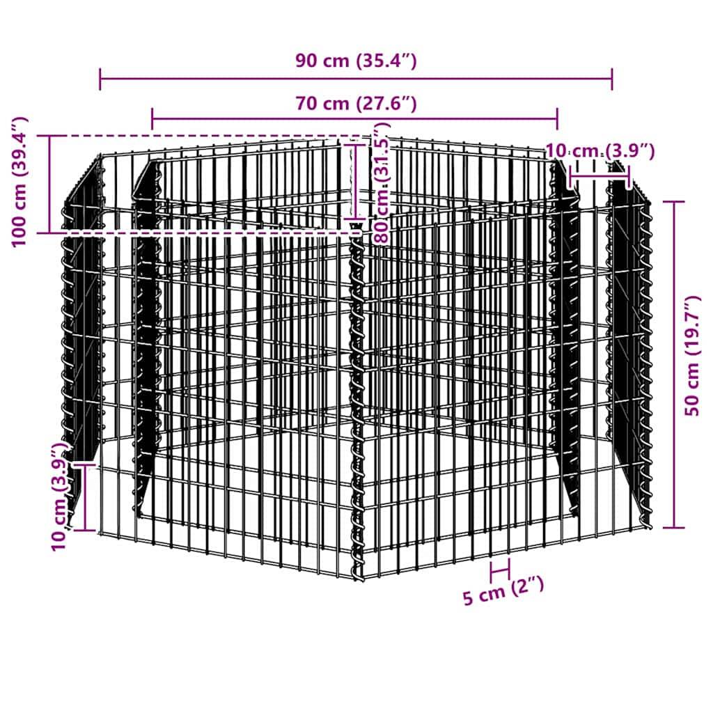vidaXL Sechseckiges Gabionen-Hochbeet 100×90×50 cm