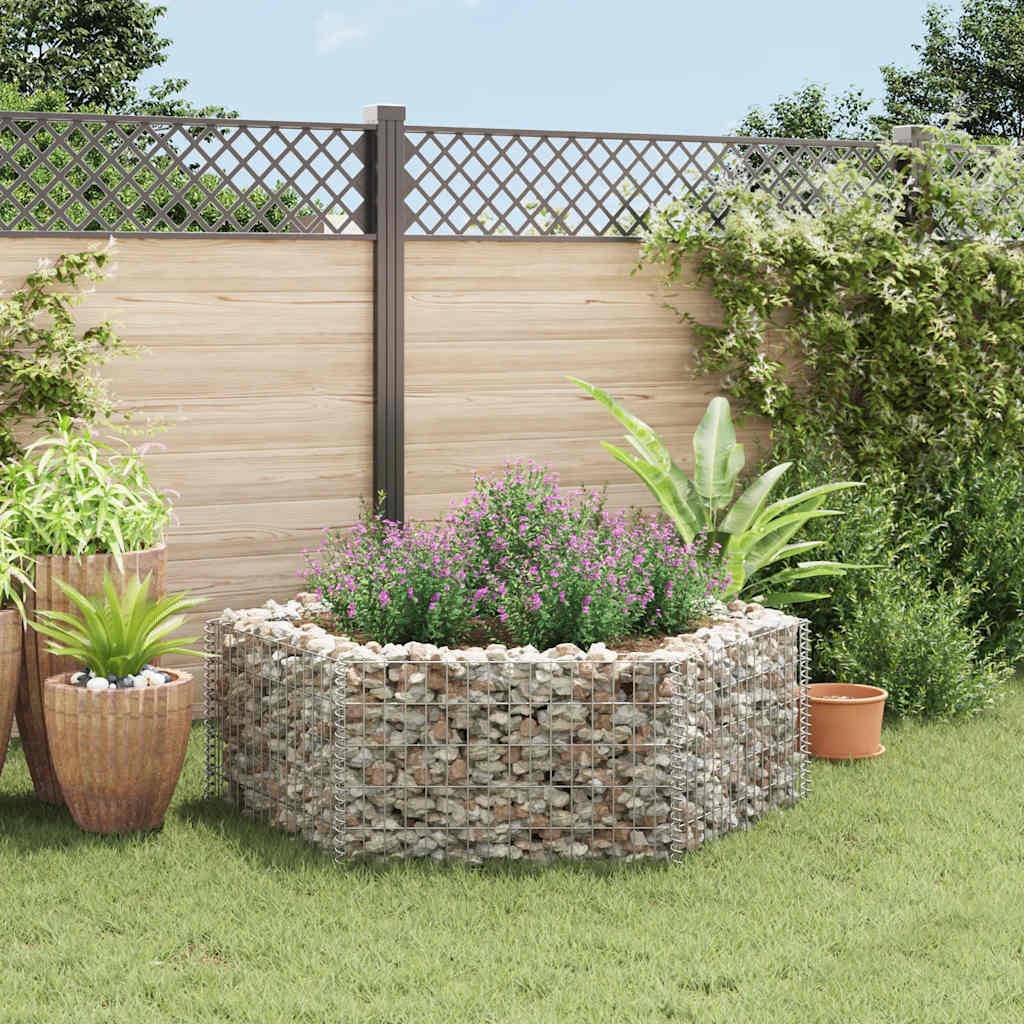 vidaXL Sechseckiges Gabionen-Hochbeet 160×140×50 cm