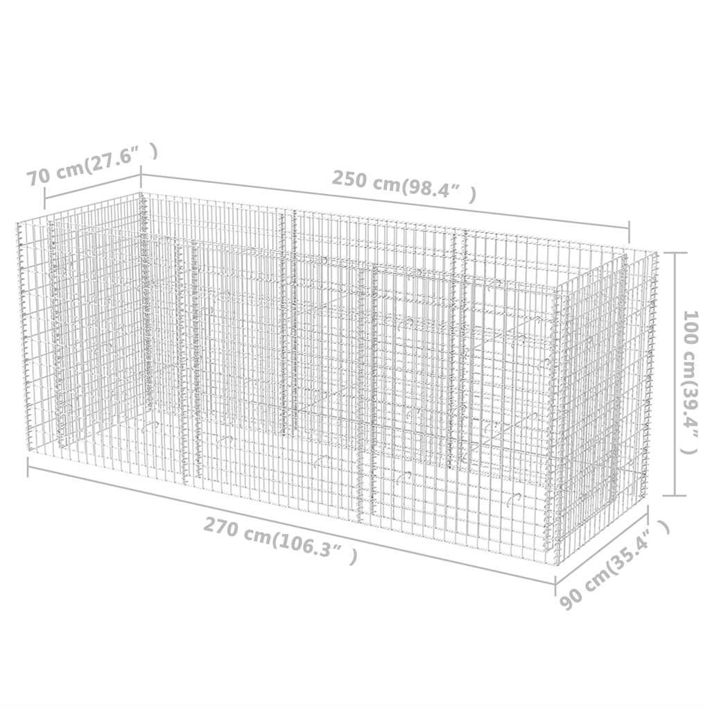 vidaXL Gabionen-Hochbeet Stahl 270×90×100 cm