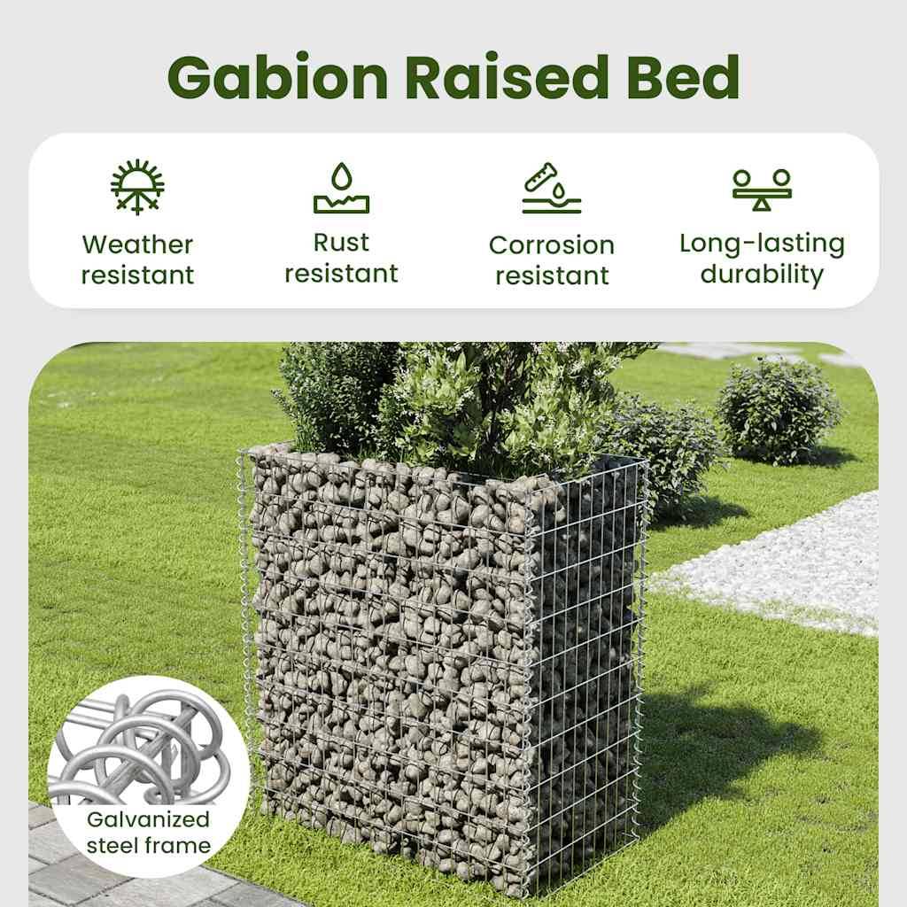 vidaXL Gabionen-Hochbeet Verzinkter Stahl 90×50×100 cm