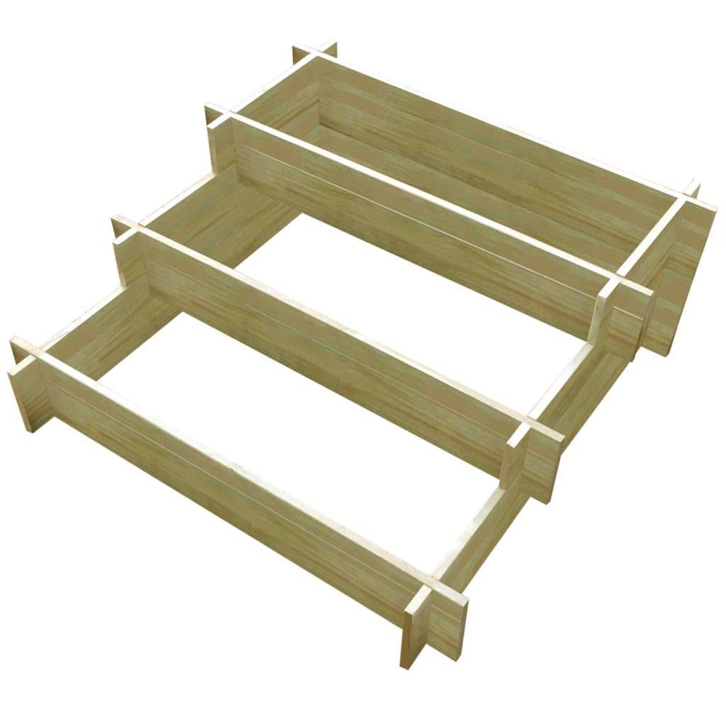 vidaXL 3-stufiger Pflanzkübel 90 x 90 x 35 cm Holz Imprägniert
