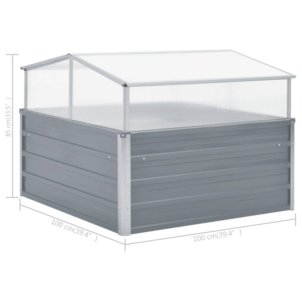 vidaXL Gewächshaus Grau Verzinkter Stahl 100×100×85 cm