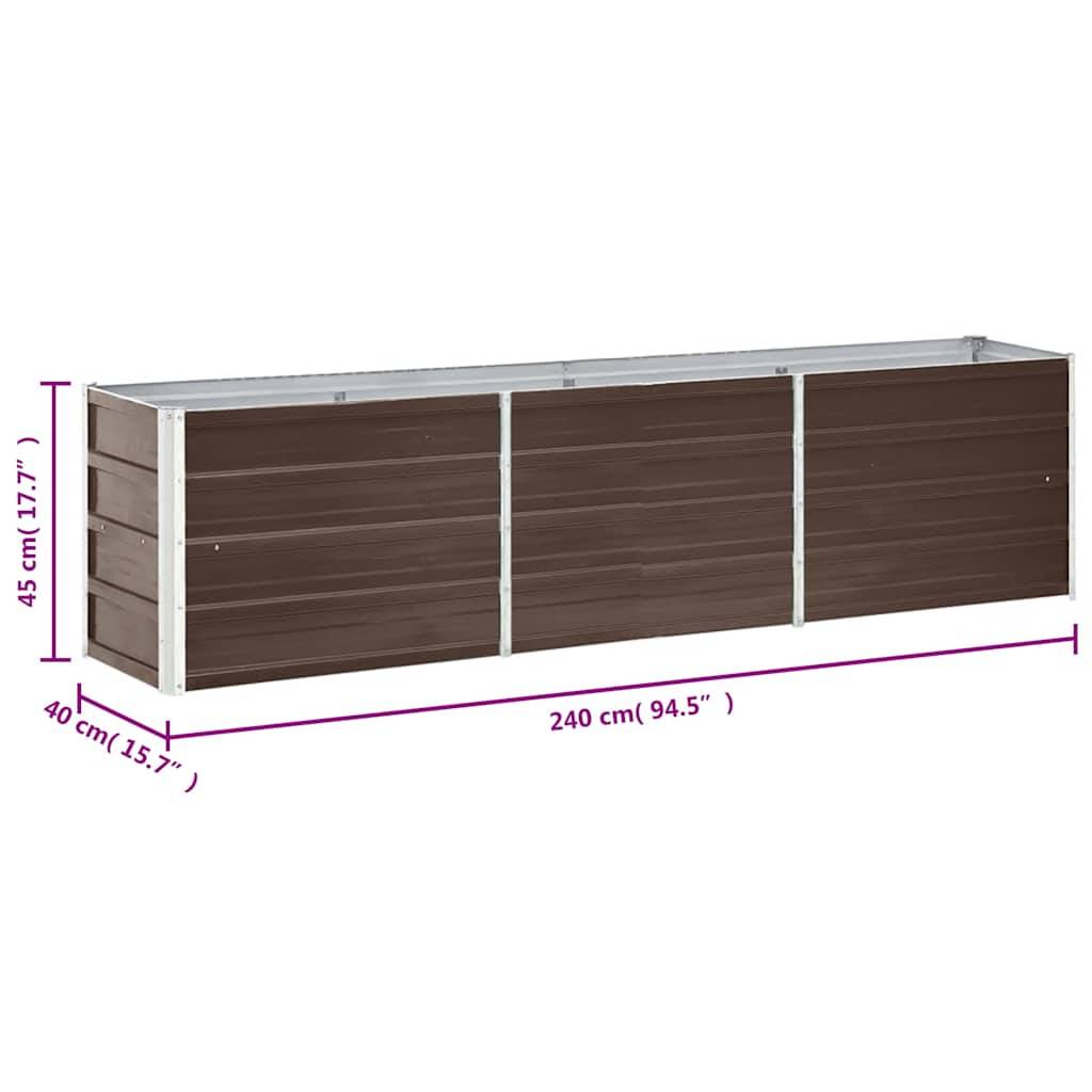 vidaXL Garten-Hochbeet Verzinkter Stahl 240×40×45 cm Braun