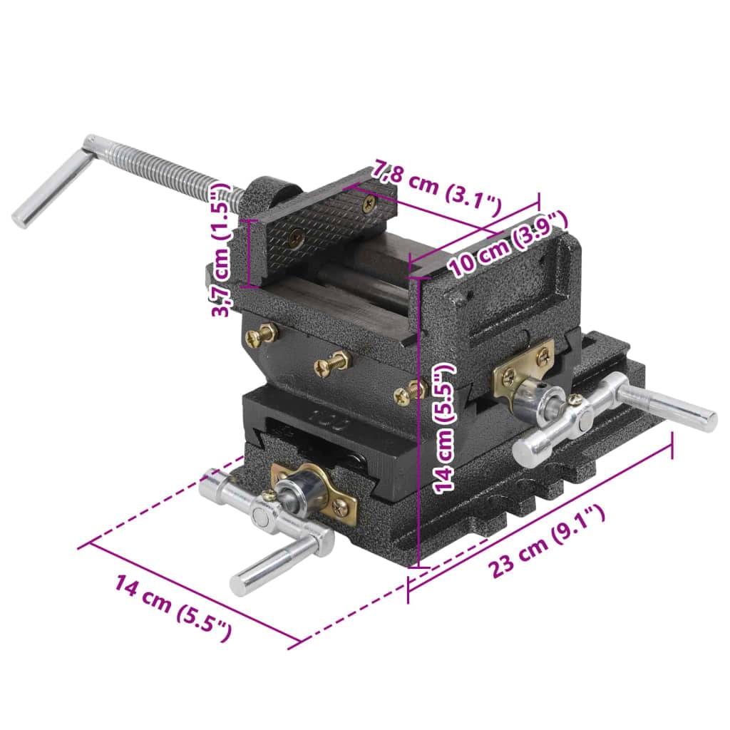 vidaXL Maschinenschraubstock Kreuztisch Handbetrieb 78 mm