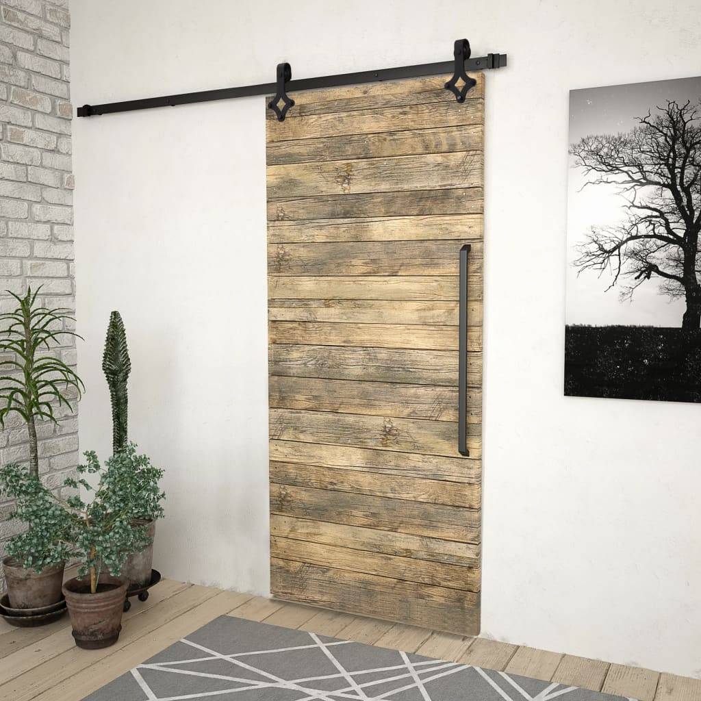 vidaXL Schiebetürbeschlag-Set SKIEN 200 cm Stahl Schwarz