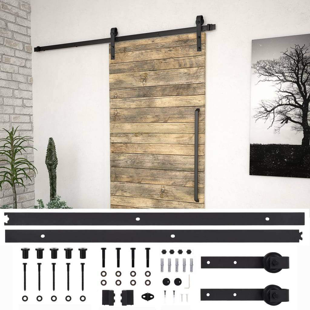 vidaXL Schiebetürbeschlag-Set SKIEN 200 cm Stahl Schwarz