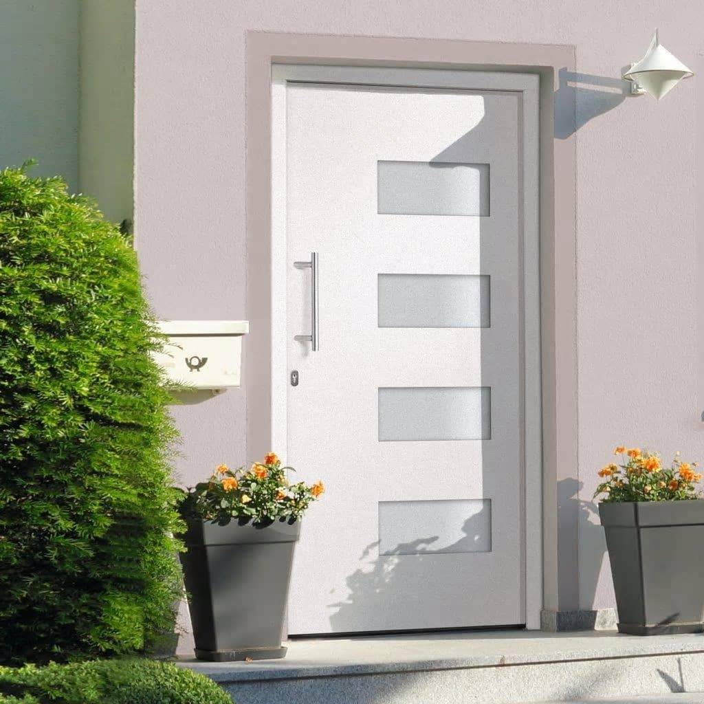 vidaXL Haustür Aluminium und PVC Weiß 110x210 cm