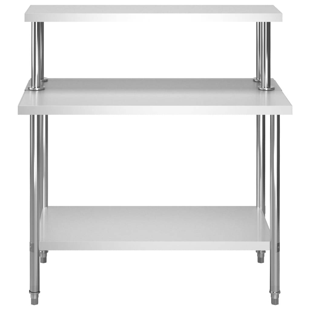 vidaXL Küchen-Arbeitstisch mit Aufsatzboard 120×60×120 cm Edelstahl