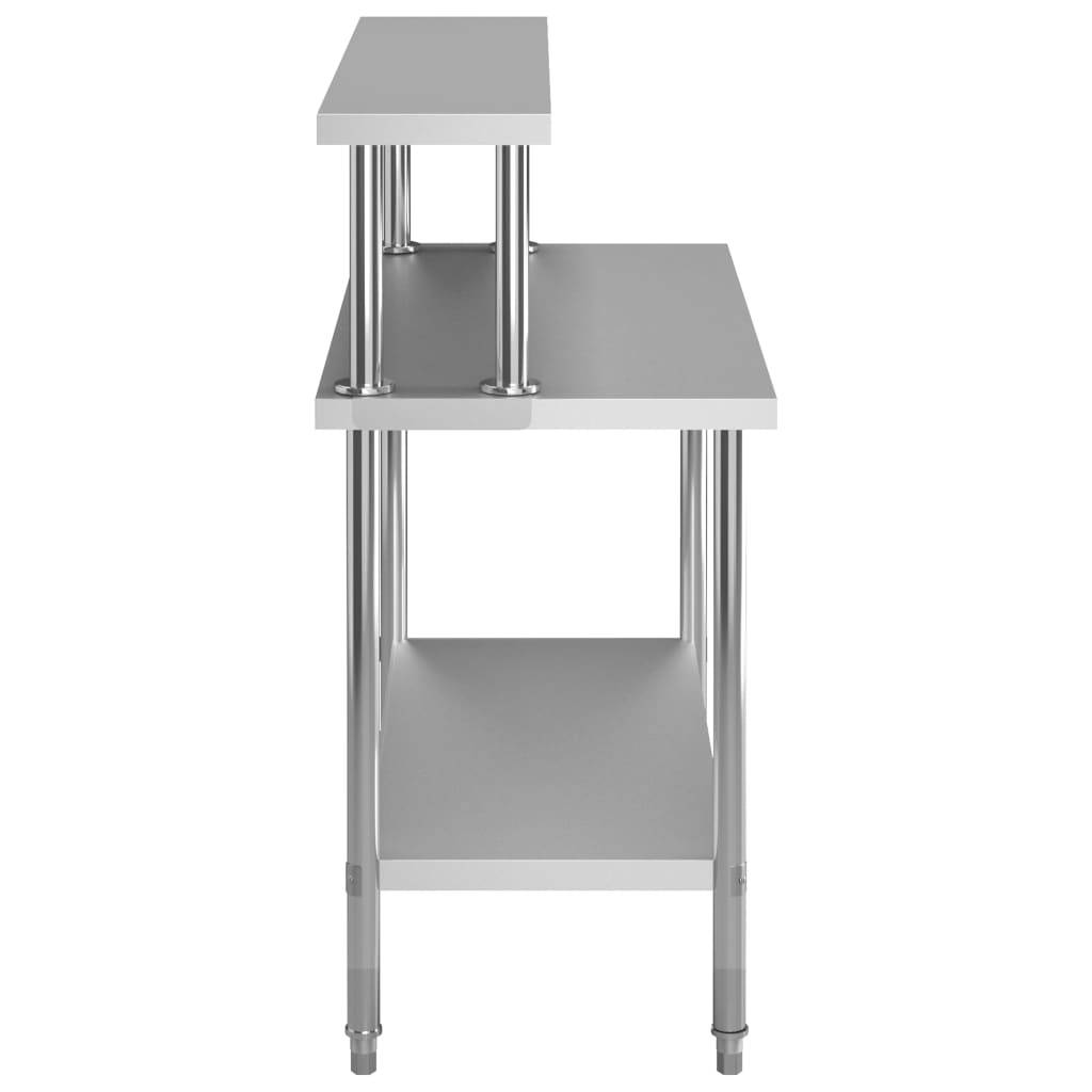 vidaXL Küchen-Arbeitstisch mit Aufsatzboard 120×60×120 cm Edelstahl