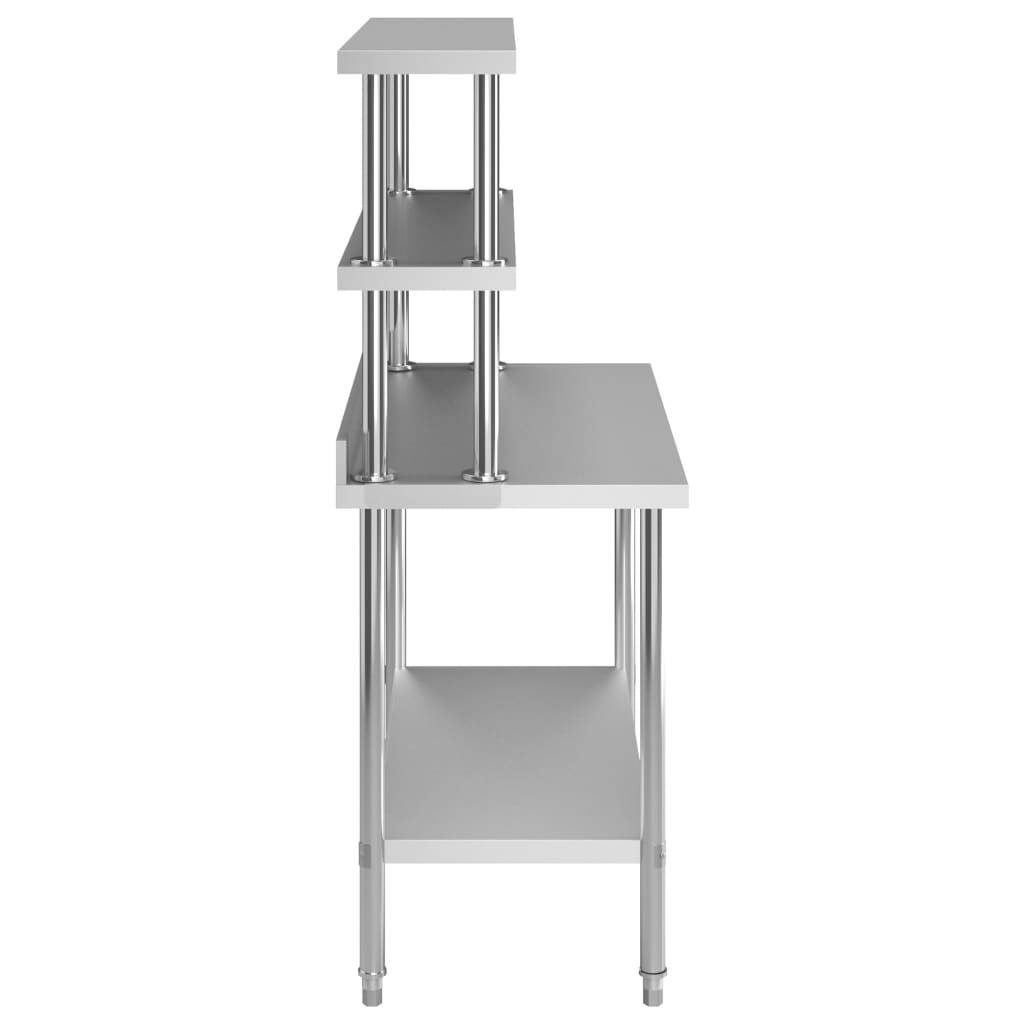 vidaXL Küchen-Arbeitstisch mit Aufsatzboard 120×60×93 cm Edelstahl