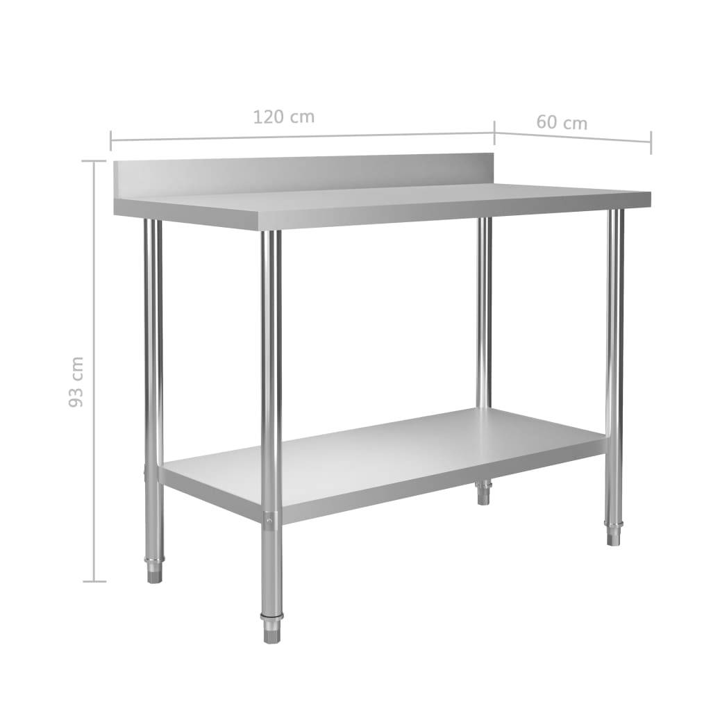 vidaXL Küchen-Arbeitstisch mit Aufsatzboard 120×60×93 cm Edelstahl