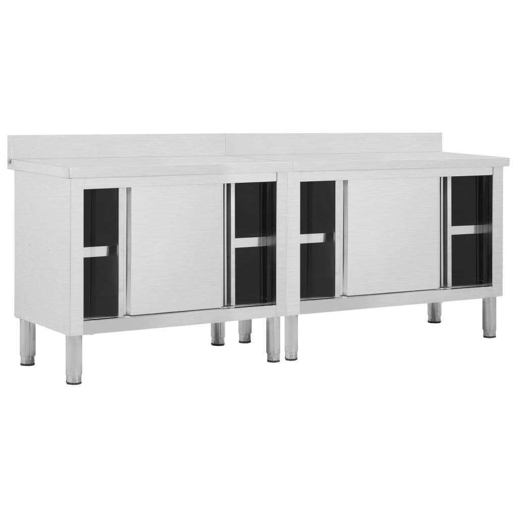 vidaXL Arbeitsschränke mit Schiebetüren 2 Stk. 240x50x(95-97) cm Edelstahl