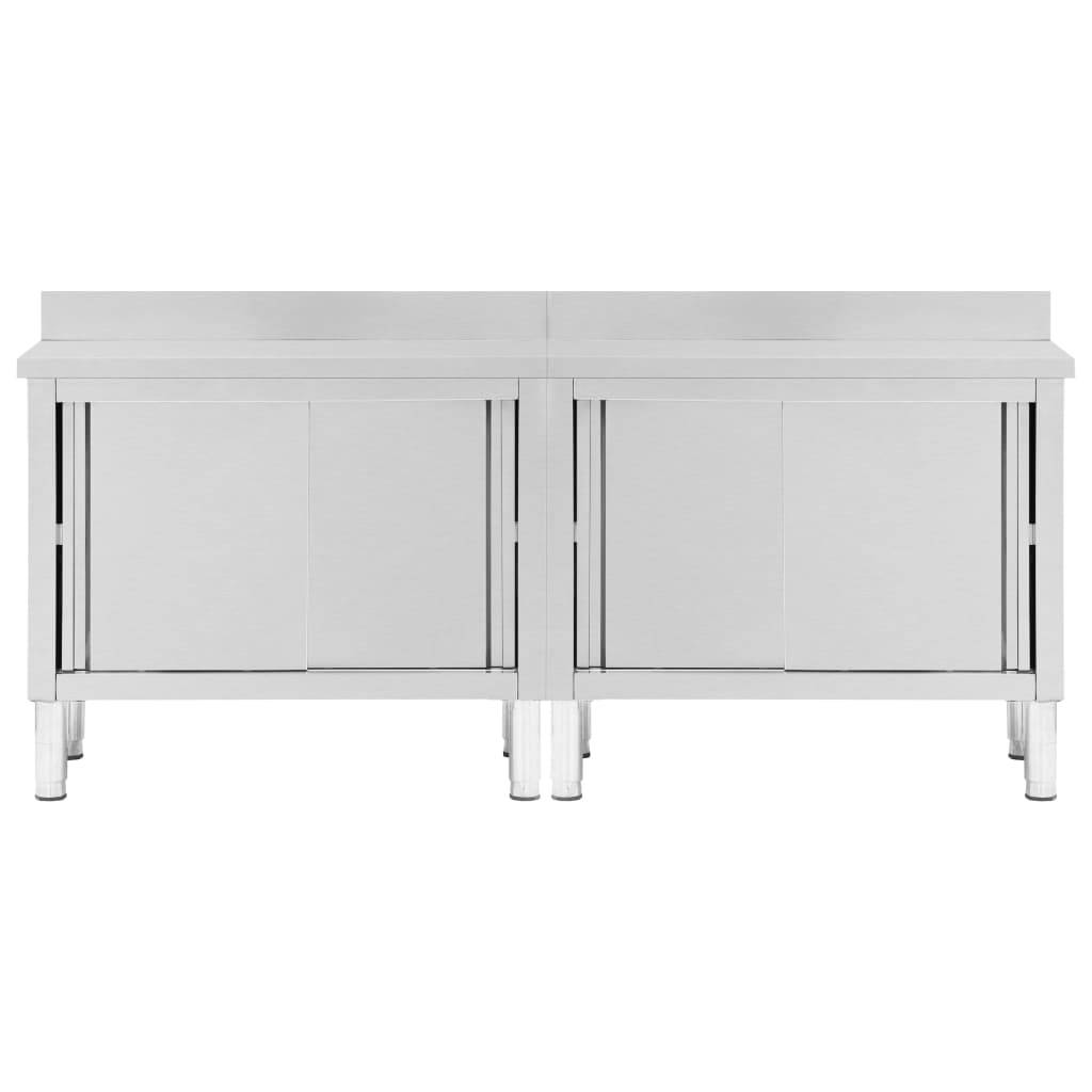 vidaXL Arbeitsschränke mit Schiebetüren 2 Stk. 200x50x(95-97) cm Edelstahl