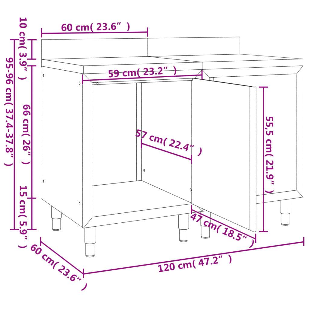 vidaXL Arbeitsschrank 120x60x96 cm Edelstahl