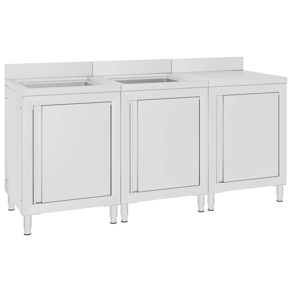 vidaXL Gastro-Spülenunterschrank 180x60x96 cm Edelstahl