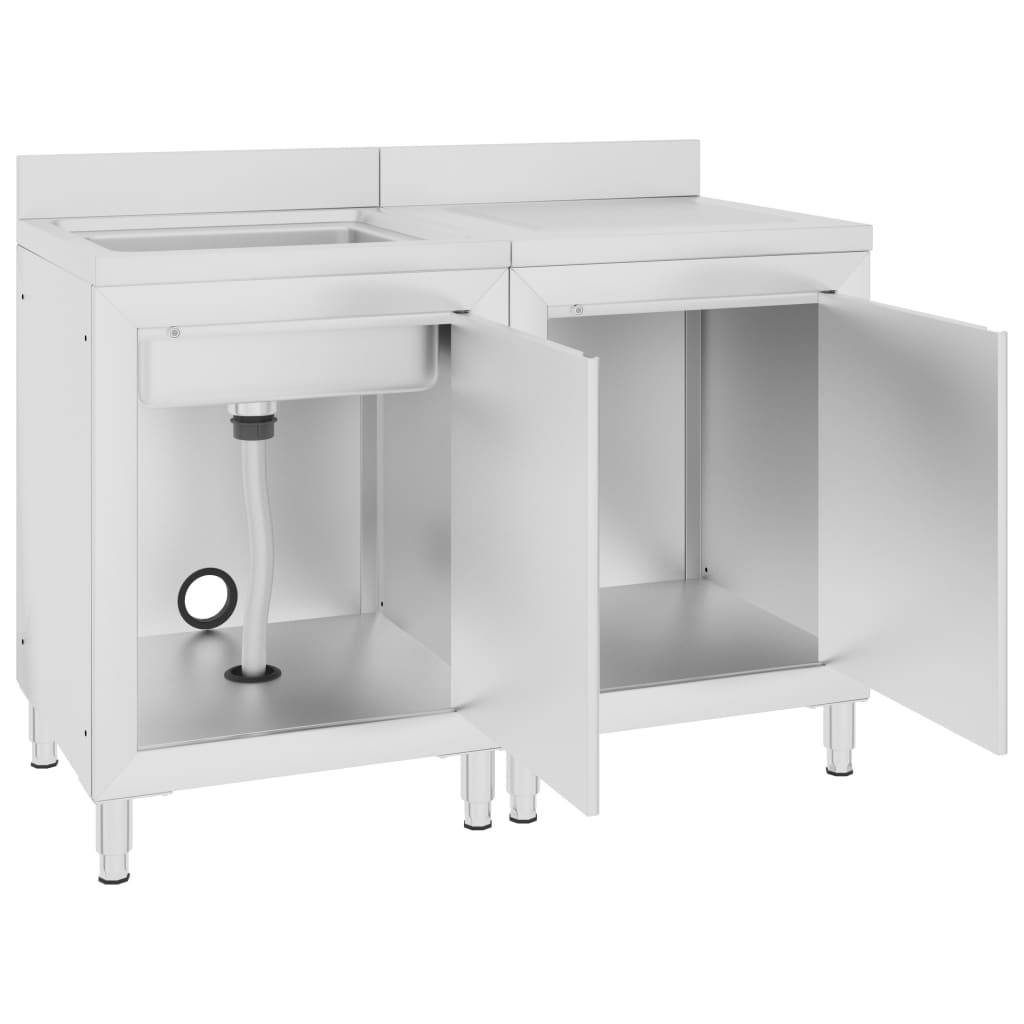 vidaXL Gastro-Spülenunterschrank Edelstahl 120x60x96 cm
