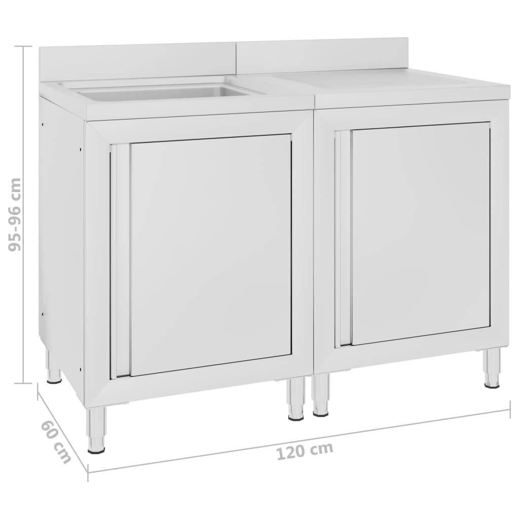 vidaXL Gastro-Spülenunterschrank Edelstahl 120x60x96 cm