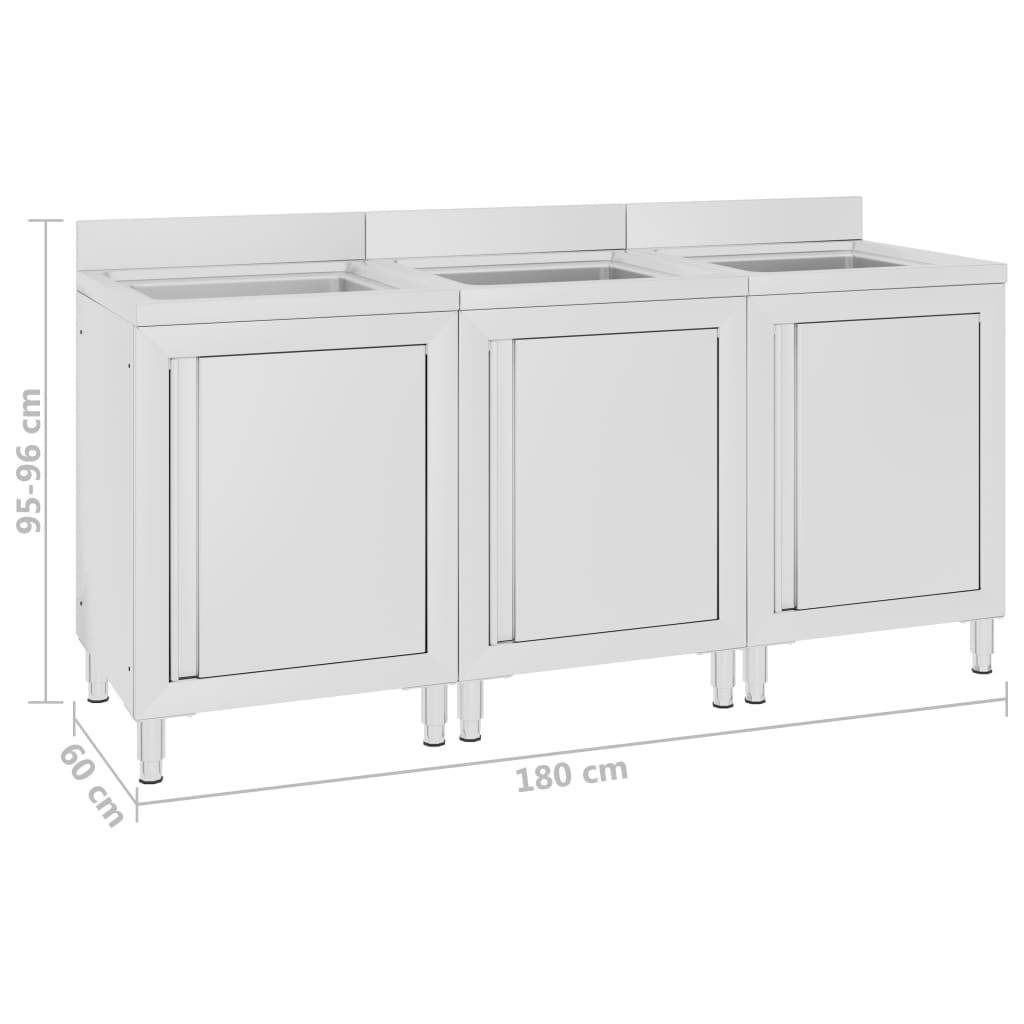 vidaXL Gastro-Spülenunterschränke 2 Stk. Edelstahl