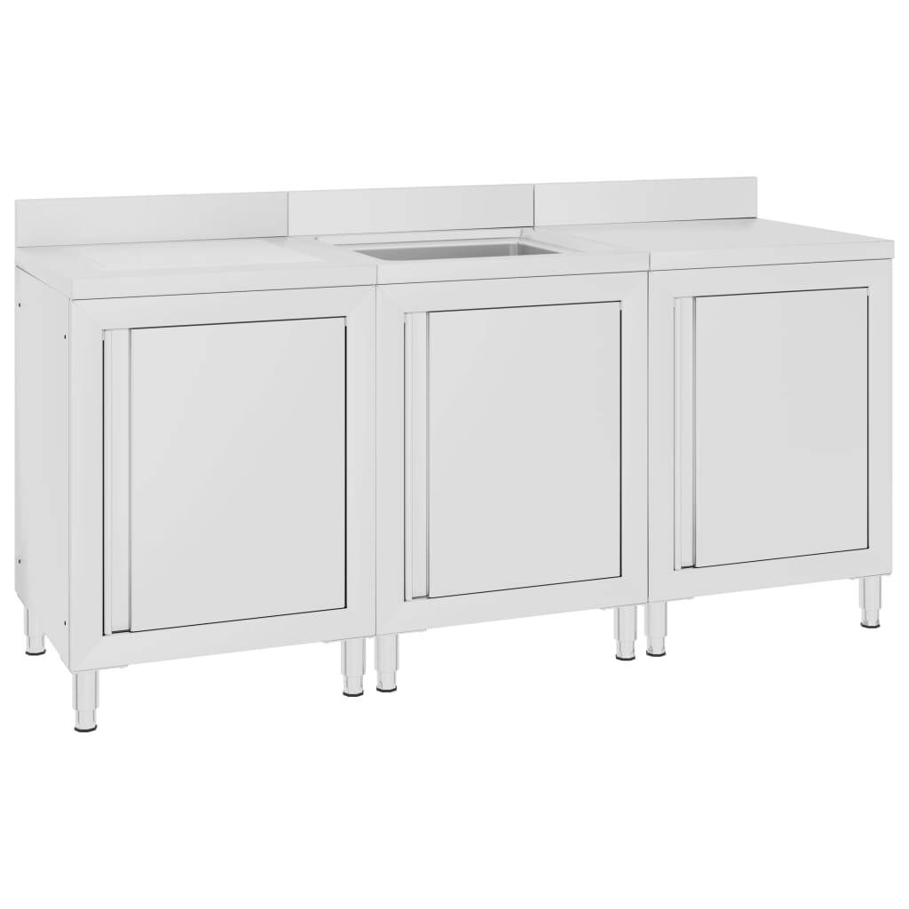 vidaXL Gastro-Spülenunterschrank 180x60x96 cm Edelstahl