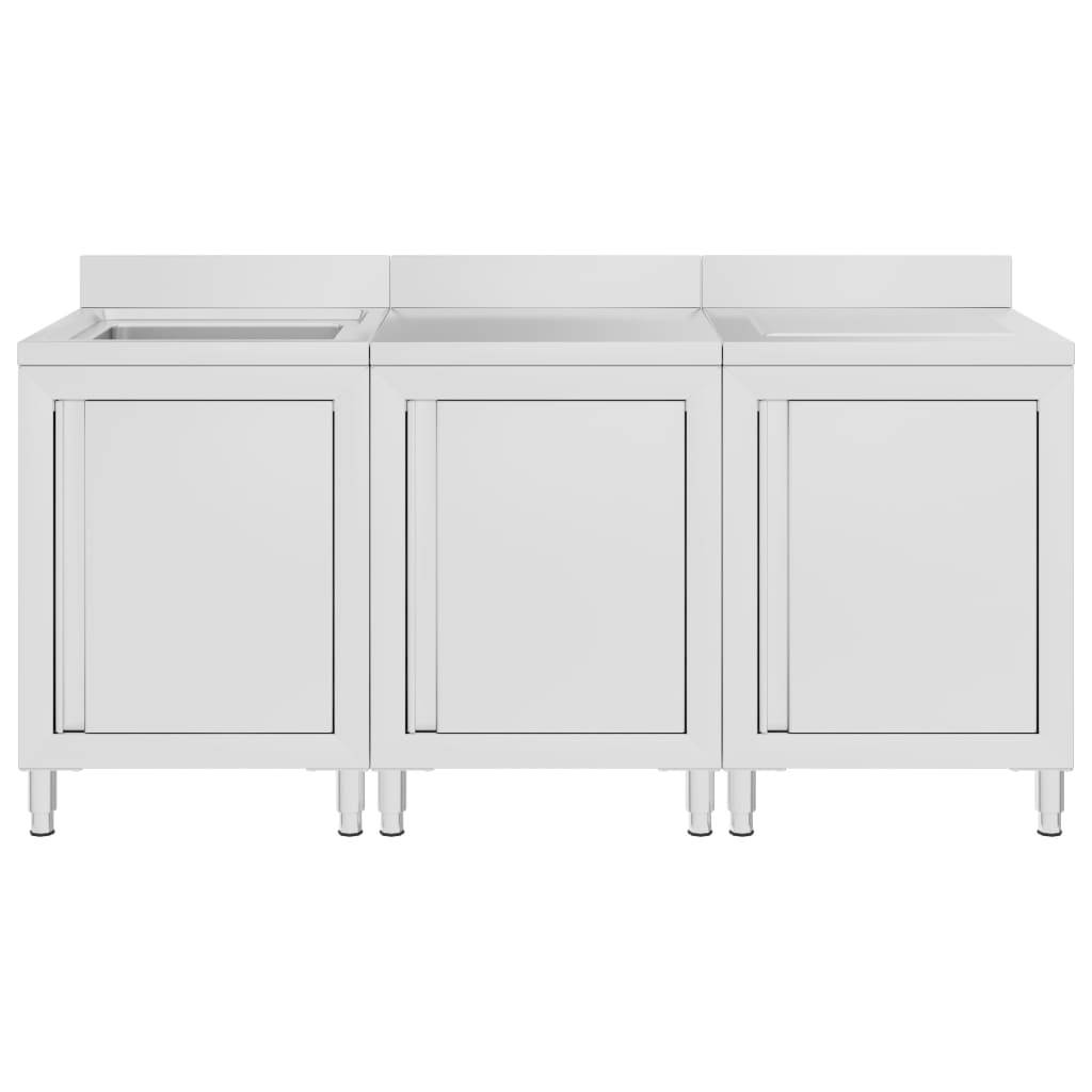 vidaXL Gastro-Spülenunterschrank 180x60x96 cm Edelstahl