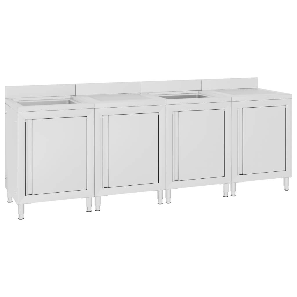 vidaXL Gastro-Spülenunterschrank 240x60x96 cm Edelstahl