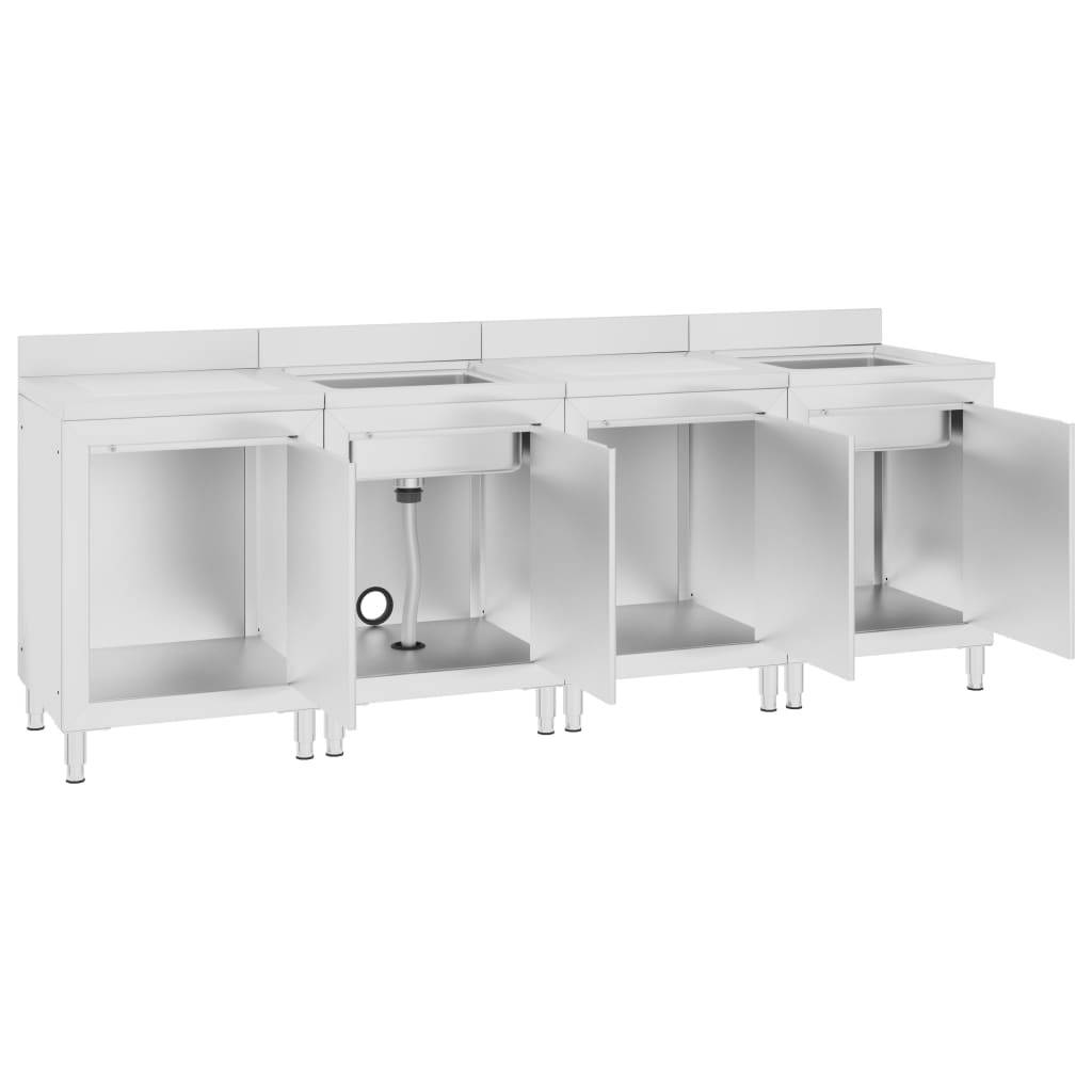 vidaXL Gastro-Spülenunterschrank 240x60x96 cm Edelstahl