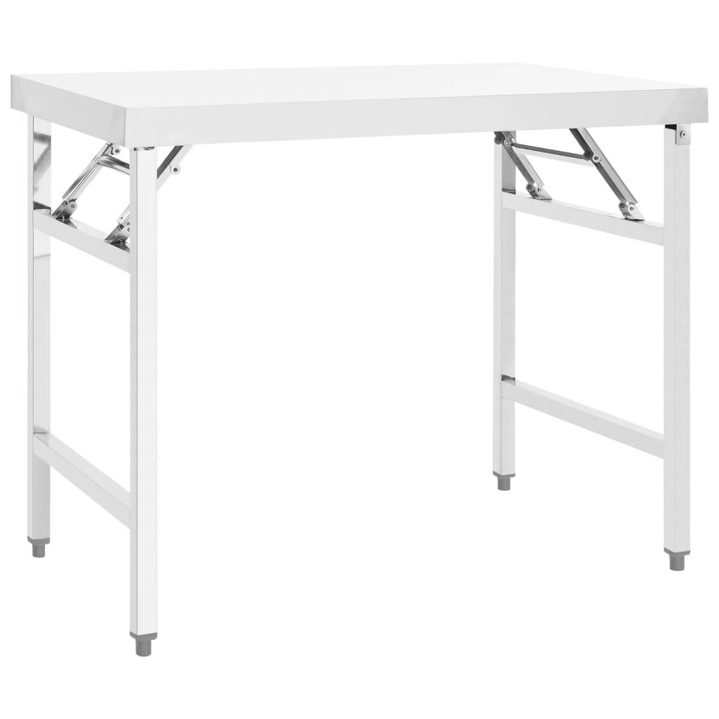 vidaXL Küchen-Arbeitstisch Klappbar 100x60x80 cm Edelstahl