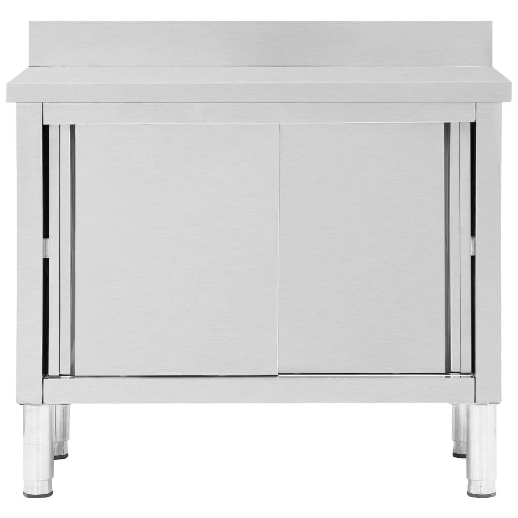vidaXL Arbeitsschrank mit Schiebetüren 100x50x(95-97) cm Edelstahl