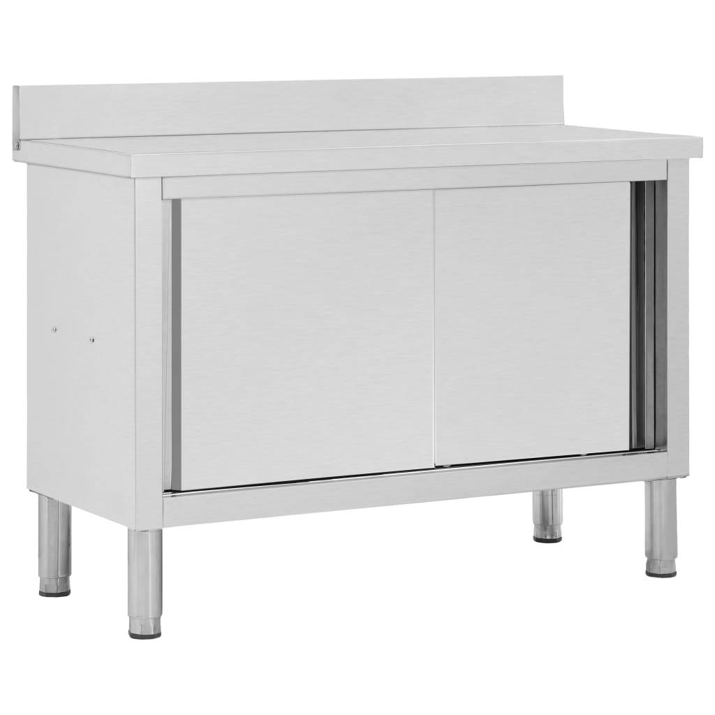 vidaXL Arbeitsschrank mit Schiebetüren 120x50x(95-97) cm Edelstahl