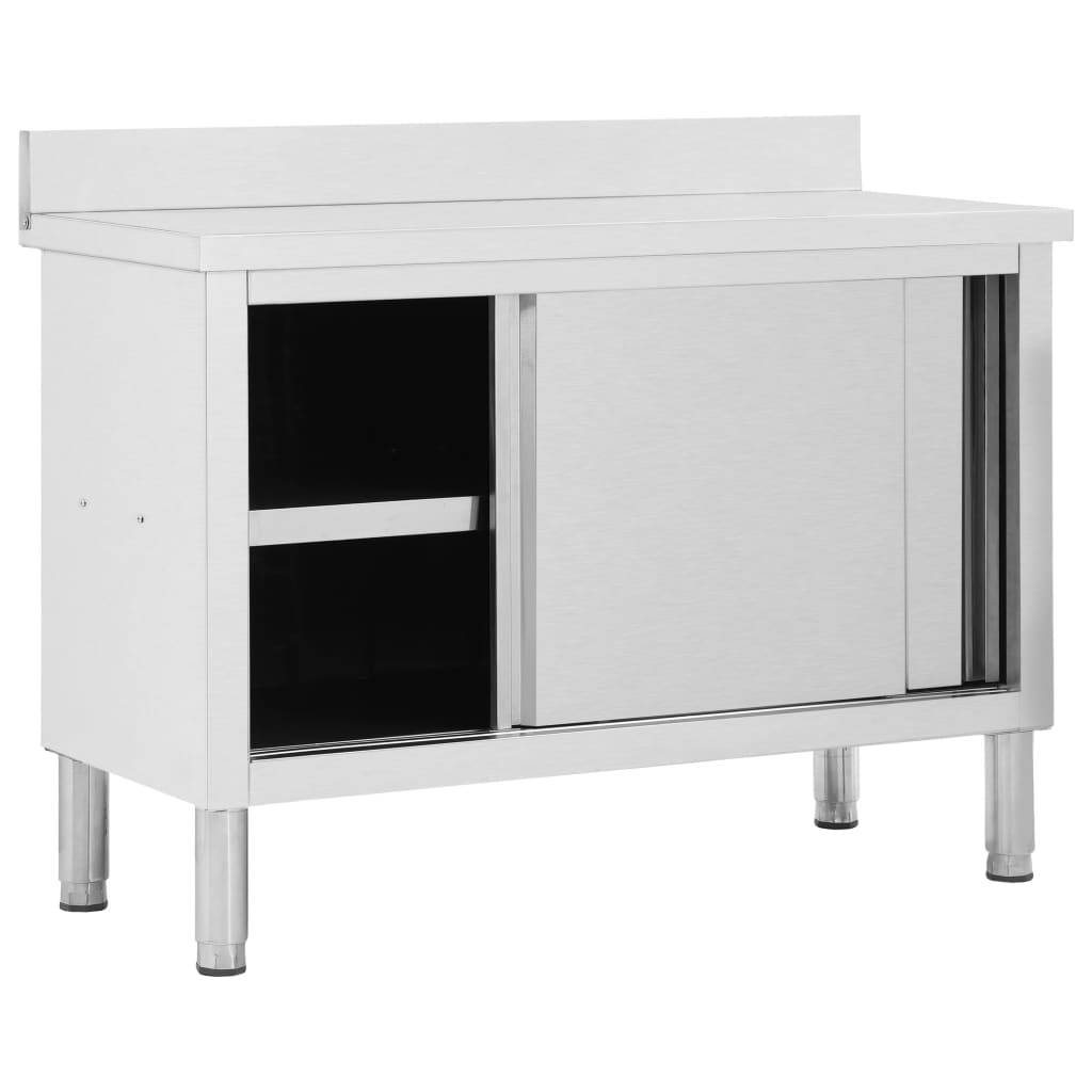 vidaXL Arbeitsschrank mit Schiebetüren 120x50x(95-97) cm Edelstahl