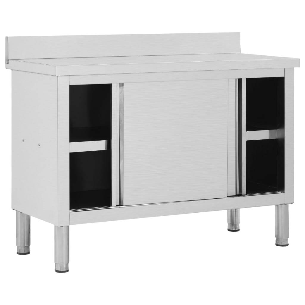 vidaXL Arbeitsschrank mit Schiebetüren 120x50x(95-97) cm Edelstahl