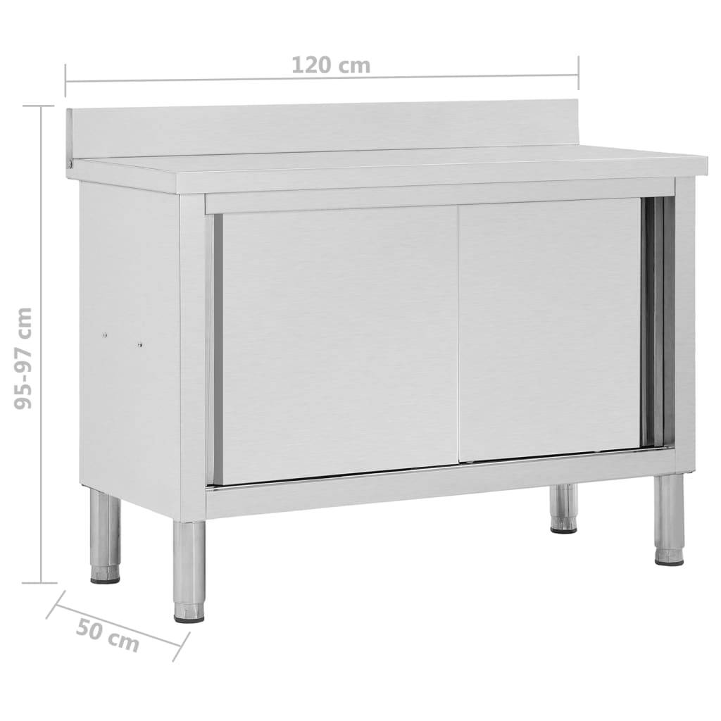 vidaXL Arbeitsschrank mit Schiebetüren 120x50x(95-97) cm Edelstahl