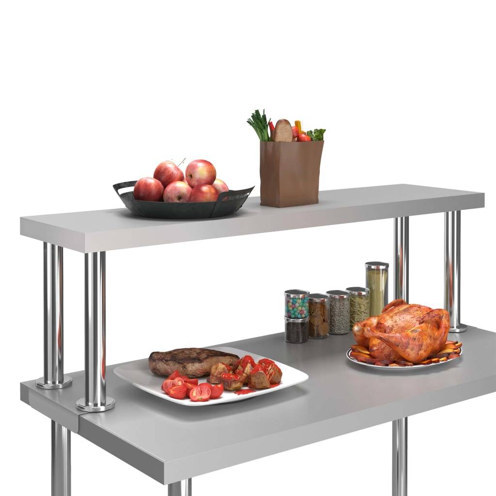 vidaXL Aufsatzboard für Arbeitstisch 120 x 30 x 35 cm Edelstahl