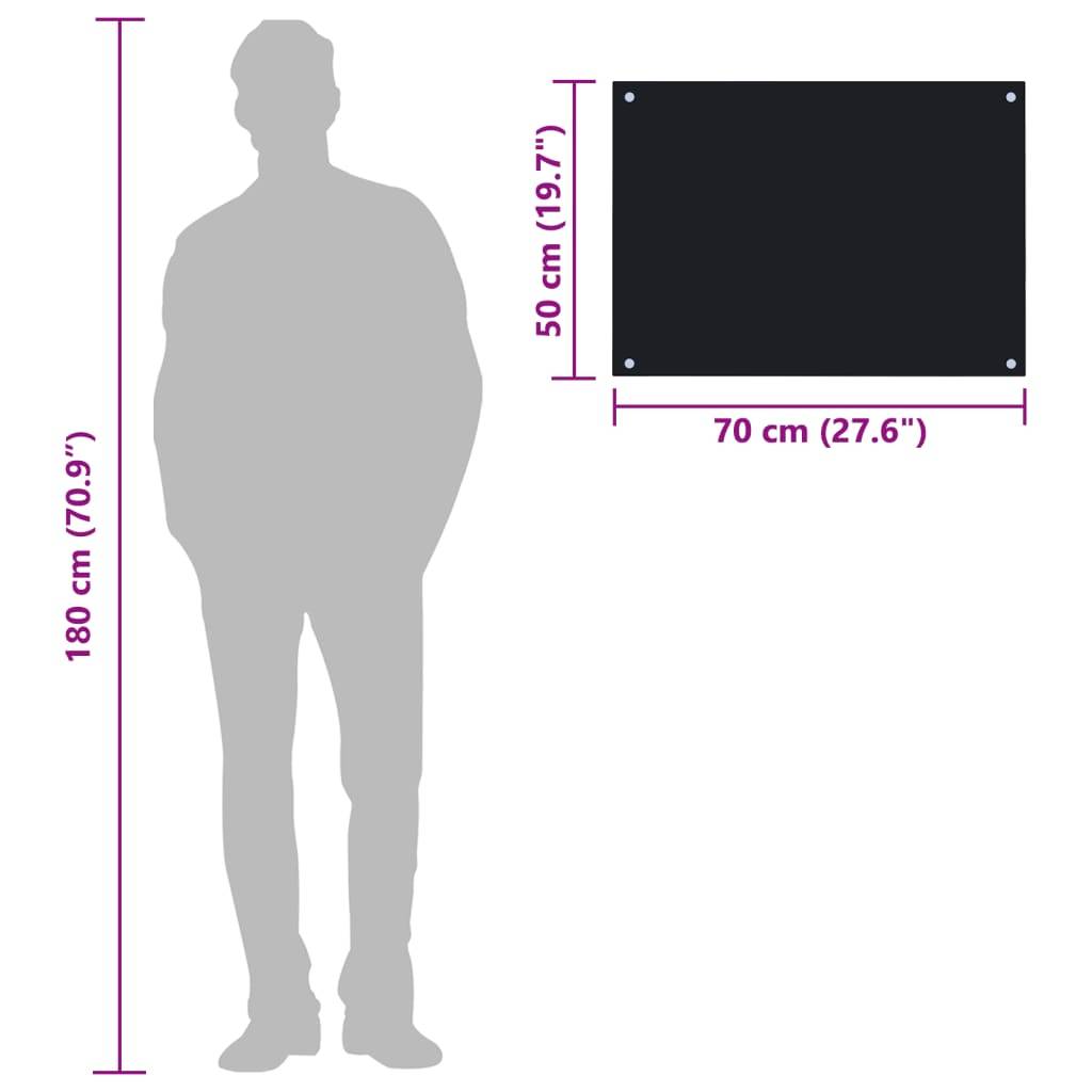 vidaXL Küchenrückwand Schwarz 70x50 cm Hartglas